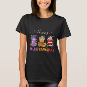 Glückliches Hallothanksmas Halloween Erntedankfest T-Shirt