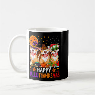 Glückliches Hallothanksmas Pitbull-Hund Halloween Kaffeetasse