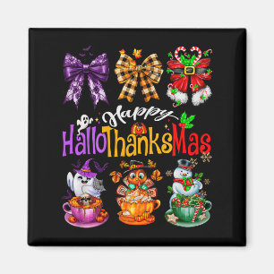 Glückliches Hallothanksmas Schickes Bogen Kaffee L Magnet