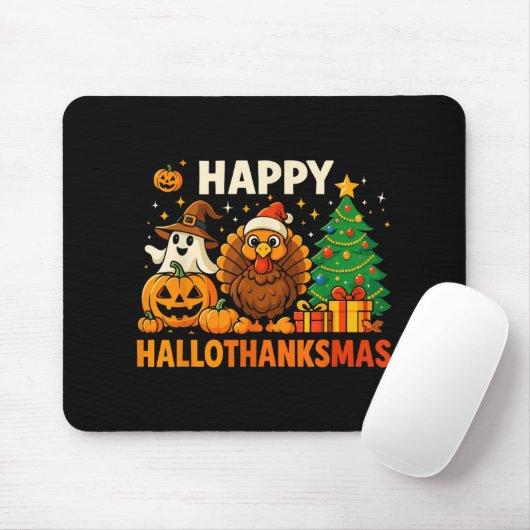 Glückliches Hallothanksmas-Shirt, Halloween-Ernted Mousepad (Mit Mouse)