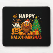 Glückliches Hallothanksmas-Shirt, Halloween-Ernted Mousepad (Vorne)
