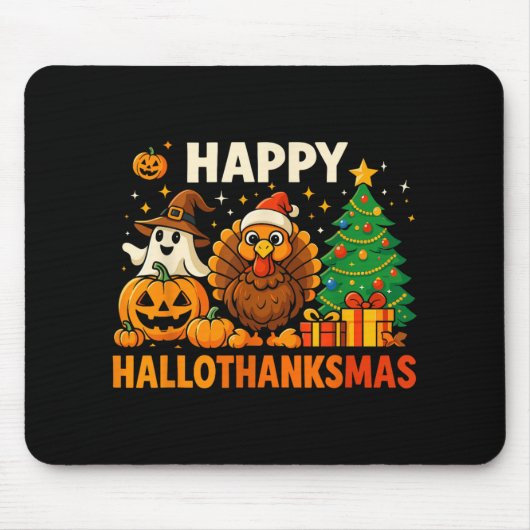 Glückliches Hallothanksmas-Shirt, Halloween-Ernted Mousepad (Vorne)