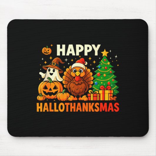 Glückliches Hallothanksmas-Shirt, Halloween-Ernted Mousepad (Vorne)
