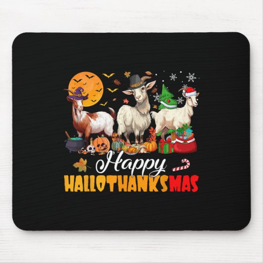 Glückliches Hallothanksmas Ziege Halloween Ernteda Mousepad (Vorne)