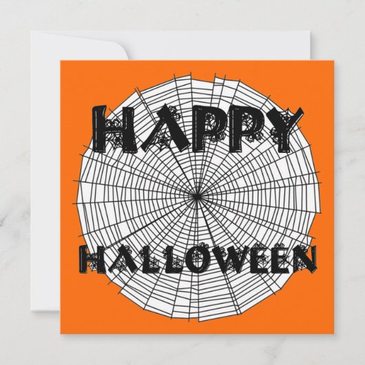 Glückliches Halloween auf Spider Web Text Einladun Einladung (Vorderseite)