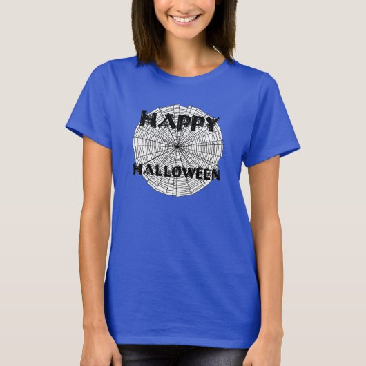 Glückliches Halloween auf Spider Web Womens T-Shir T-Shirt (Vorderseite)