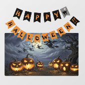 Glückliches Halloween-Banner, Hexen, Pumkins Fensteraufkleber (Blatt)