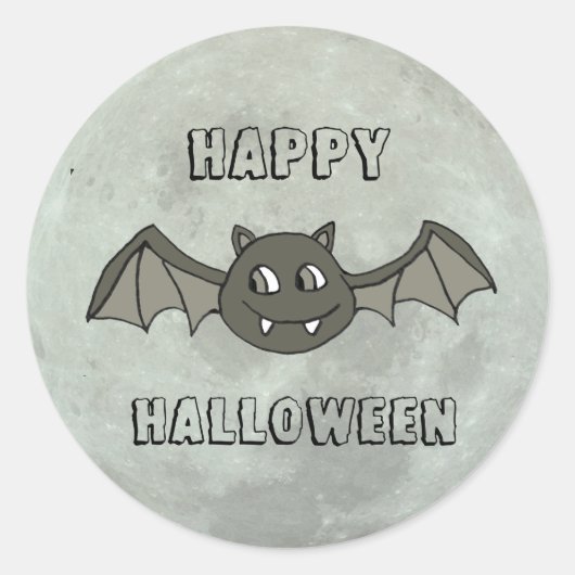Glückliches Halloween-Bat und Vollmond Runder Aufkleber (Vorderseite)