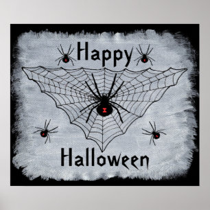 Glückliches Halloween Black Widow Spider Web Poste Poster