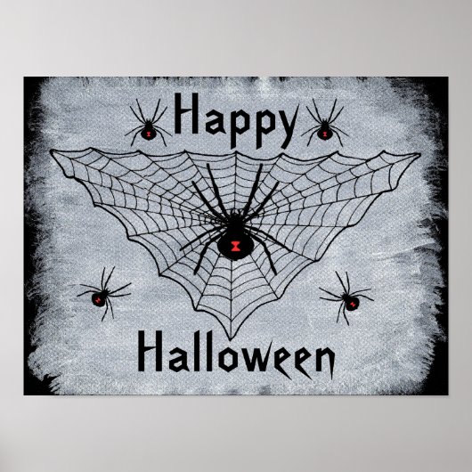 Glückliches Halloween Black Widow Spider Web Poste Poster (Vorne)