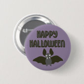 Glückliches Halloween-Cartoon-Bat mit Fangs Button (Vorne & Hinten)