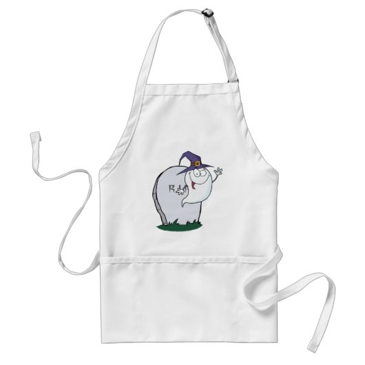 Glückliches Halloween-Geist-Fliegen nahe bei Schürze (Vorne)