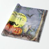 Glückliches Halloween-Graveyard-Scene-Wrapping-Pap Geschenkpapier (Ungerollt)