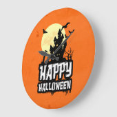Glückliches Halloween Große Wanduhr (Winkel)