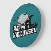 Glückliches Halloween Große Wanduhr (Winkel)