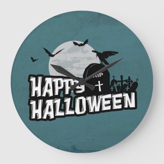 Glückliches Halloween Große Wanduhr (Vorderseite)