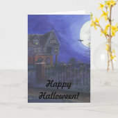 Glückliches Halloween-Gruß-Karten-Spuk Haus Karte (Gelbe Blume)