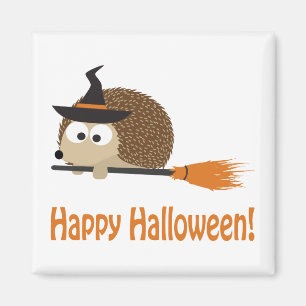 Glückliches Halloween! Igels-Hexe Magnet