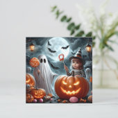 glückliches Halloween-Kind Feiertagskarte (Stehend Vorderseite)