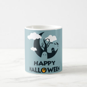 Glückliches Halloween mit Mond und Friedhof Kaffeetasse