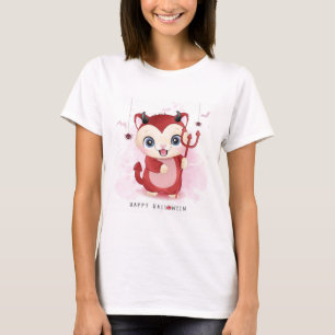 glückliches Halloween Niedlich Devil Kitty T-Shirt