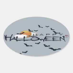 Glückliches Halloween Ovaler Aufkleber