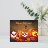 Glückliches Halloween Postkarte mit Pumpkins (Stehend Vorderseite)