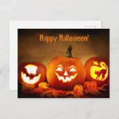 Glückliches Halloween Postkarte mit Pumpkins (Vorne/Hinten)