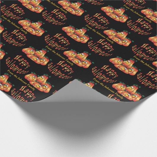 Glückliches Halloween Pumpkins Wrapping Paper Geschenkpapier (Ecke)