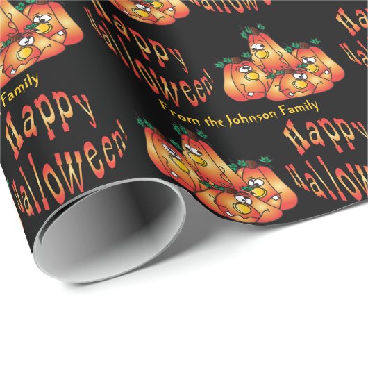Glückliches Halloween Pumpkins Wrapping Paper Geschenkpapier (Rolleneckpunkt)