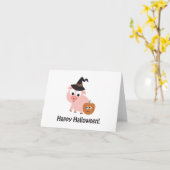 Glückliches Halloween! Rotzschwein Karte (Gelbe Blume)