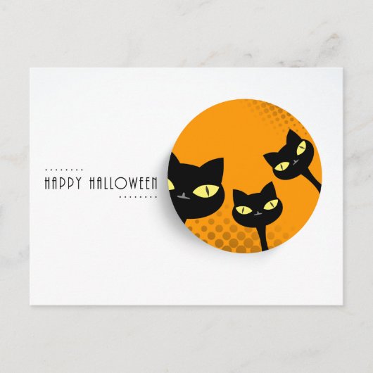 Glückliches Halloween: Schwarze Katzen Postkarte (Vorderseite)
