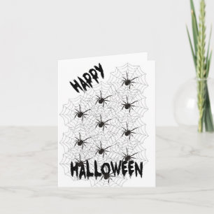 Glückliches Halloween, Schwarze Spinne, Web, Creep Karte