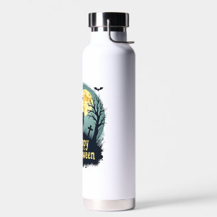 Glückliches Halloween-Shirt mit Katze auf dem Frie Trinkflasche