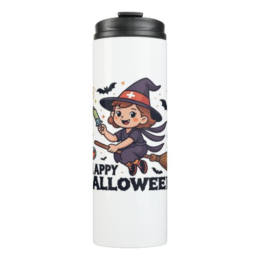 Glückliches Halloween-Shirt - Spooky Niedlich Medi Thermosbecher (Vorderseite)