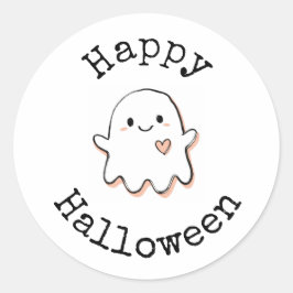 Glückliches Halloween-Sticker - Süßer Kawaii-Geist Runder Aufkleber