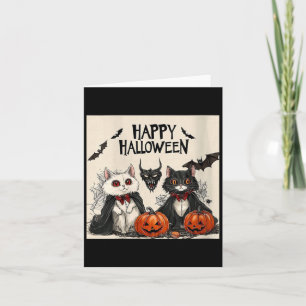 Glückliches Halloween Vampir Schwarze Katze Fleder Karte