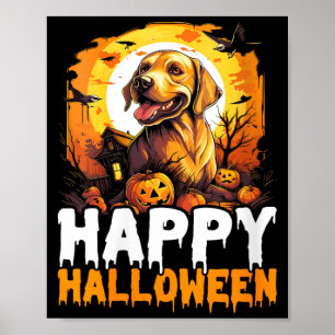 Glückliches Halloween Vampir Schwarze Katze Fleder Poster