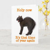 *GLÜCKLICHES HALLOWEEN** VON SEHR UPSET BALCK CAT KARTE (Gelbe Blume)