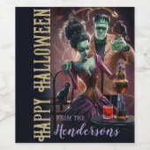 Glückliches Halloween-Weingeschenk , Frankensteinb Weinetikett (Einzelnes Label)