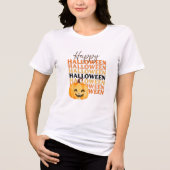 Glückliches Halloween Wiederholungstext mit Jack-o Tri-Blend Shirt (Vorderseite)
