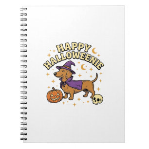 Glückliches Halloweenie Dachshund Hexen Hund T-Shi Notizblock