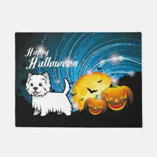 Glückliches Halloweenwesthochland Terrier Fußmatte