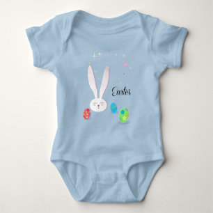 Glückliches Häschen-Osterei-Jagd-Party Ostern Baby Strampler