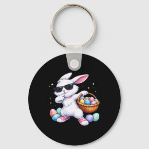 Glückliches Hasen-Kind Dabbing Ostern Jungen Mädch Schlüsselanhänger