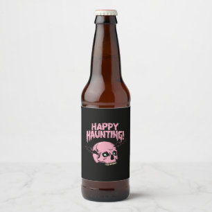 Glückliches Heimsuchen Rosa Totenkopf-Weinflaschen Bierflaschenetikett