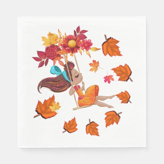 Glückliches Herbstpapier  Serviette (Vorderseite)