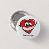 Glückliches Herz Button (Vorne & Hinten)