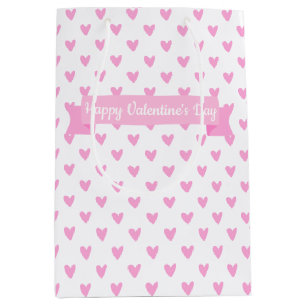 Glückliches Herz-Muster des Valentines niedliches Mittlere Geschenktüte
