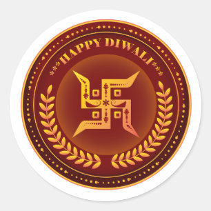 Glückliches Hindu Swastika Happy Diwali Runder Aufkleber